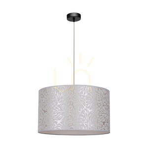 Mateo taklampa, 1xE27, Max. 60 W, svart metall/genomskinlig PVC-sladd/beige lampskärm av tapet, Ø 50 cm small 0
