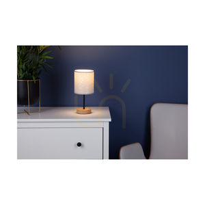Mateo bordslampa, 1xE27, Max. 25 W, oljad ek/svart metall/svart PVC-sladd/beige lampskärm tillverkad av tapet, Ø 13 cm small 1