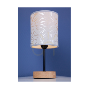 Mateo bordslampa, 1xE27, Max. 25 W, oljad ek/svart metall/svart PVC-sladd/beige lampskärm tillverkad av tapet, Ø 13 cm small 2