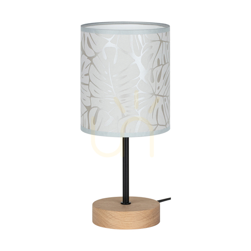 Kontrollera Mateo bordslampa, 1xE27, Max. 25 W, oljad ek/svart metall/svart PVC-sladd/beige lampskärm tillverkad av tapet, Ø 13 cm