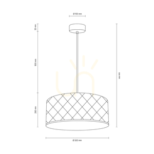 Maxima taklampa, 1xE27, Max. 60 W, krommetall / genomskinlig PVC-sladd / silverfärgad lampskärm, Ø 50 cm small 2