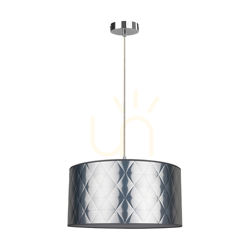 Kontrollera Maxima taklampa, 1xE27, Max. 60 W, krommetall / genomskinlig PVC-sladd / silverfärgad lampskärm, Ø 50 cm