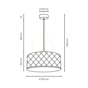 Maxima taklampa, 1xE27, Max. 60 W, krommetall / genomskinlig PVC-sladd / svart lampskärm, Ø 50 cm small 2