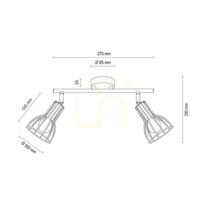 Megan taklampa, 2xE14, Max. 40 W, vit metall, 37,5 cm small 4