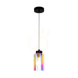 Meno taklampa, 1xE27, Max. 60 W, svart metall/genomskinlig PVC-sladd/flerfärgad glasskärm, Ø 10 cm small 1