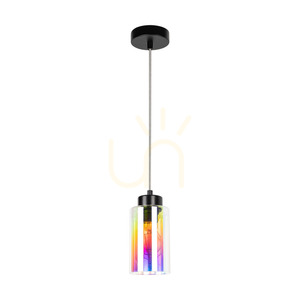 Meno taklampa, 1xE27, Max. 60 W, svart metall/genomskinlig PVC-sladd/flerfärgad glasskärm, Ø 10 cm small 0