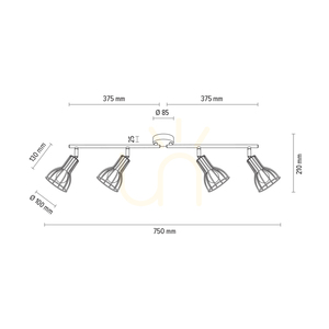 Megan taklampa, 4xE14, Max. 40 W, vit metall, 75 cm small 4