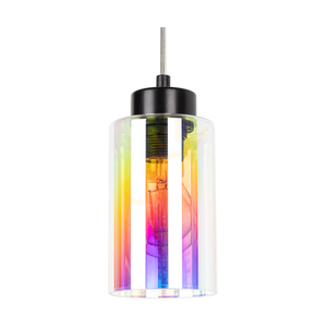 Meno taklampa, 3xE27, Max. 60 W, svart metall/genomskinlig PVC-sladd/flerfärgad glasskärm, 54 cm small 1