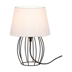 Merano bordslampa, 1xE27, Max. 25 W, svart metall/svart PVC-sladd/vit lampskärm, Ø 20 cm small 1