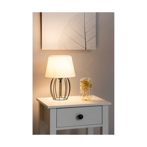 Merano bordslampa, 1xE27, Max. 25 W, svart metall/svart PVC-sladd/vit lampskärm, Ø 20 cm small 2