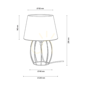 Merano bordslampa, 1xE27, Max. 25 W, svart metall/svart PVC-sladd/vit lampskärm, Ø 20 cm small 3
