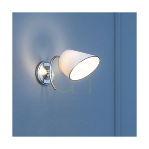 Mette vägglampa, 1xE27, Max. 40 W, krommetall/vit, 30 cm lampskärm small 1