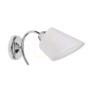 Mette vägglampa, 1xE27, Max. 40 W, krommetall/vit, 30 cm lampskärm small 0