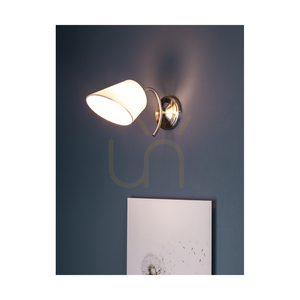 Mette vägglampa 1xE27 Max. 40 W lampskärm i satinmetall/vit, 30 cm small 3