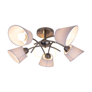 Mette taklampa, 5xE27, Max. 40 W, satinmetall/vit, lampskärm Ø 70 cm small 1