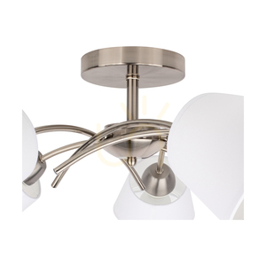 Mette taklampa, 5xE27, Max. 40 W, satinmetall/vit, lampskärm Ø 70 cm small 2
