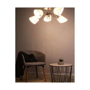 Mette taklampa, 5xE27, Max. 40 W, satinmetall/vit, lampskärm Ø 70 cm small 3