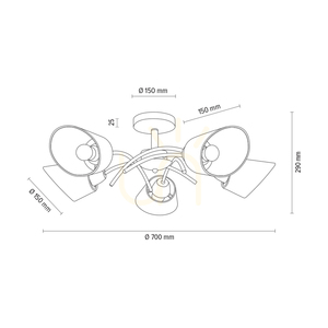 Mette taklampa, 5xE27, Max. 40 W, satinmetall/vit, lampskärm Ø 70 cm small 4