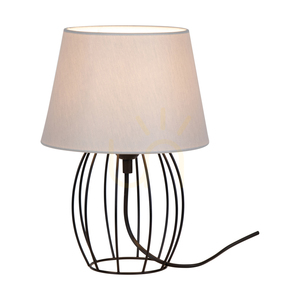 Merano bordslampa, 1xE27, Max. 25 W, svart metall/svart PVC-sladd/grå lampskärm, Ø 20 cm small 1