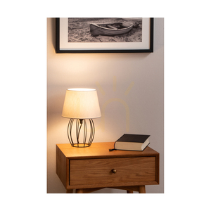 Merano bordslampa, 1xE27, Max. 25 W, svart metall/svart PVC-sladd/grå lampskärm, Ø 20 cm small 2