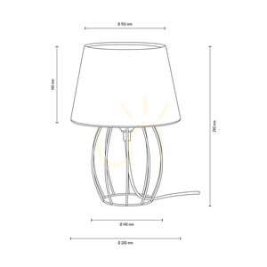 Merano bordslampa, 1xE27, Max. 25 W, svart metall/svart PVC-sladd/grå lampskärm, Ø 20 cm small 3
