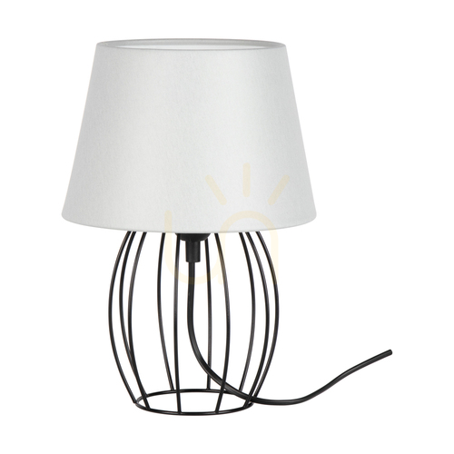 Kontrollera Merano bordslampa, 1xE27, Max. 25 W, svart metall/svart PVC-sladd/grå lampskärm, Ø 20 cm