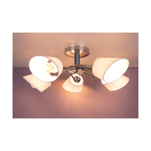 Mette taklampa, 5xE27, Max. 40 W, krommetall/vit, lampskärm Ø 70 cm small 2