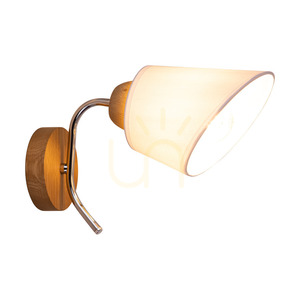 Mette trävägglampa 1xE27 max. 40 W, oljad ek/krommetall/vit lampskärm, 30 cm small 1