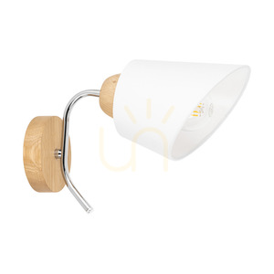 Mette trävägglampa 1xE27 max. 40 W, oljad ek/krommetall/vit lampskärm, 30 cm small 0