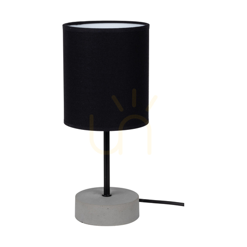 Kontrollera Mila bordslampa, 1xE27, Max. 25 W, grå betong/svart metall/svart PVC-kabel/svart lampskärm, Ø 13 cm