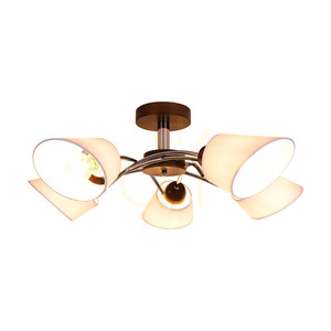 Mette Wood taklampa, 5xE27, Max. 40 W, bok- och valnötsträ / krommetall / vit lampskärm, Ø 70 cm small 1