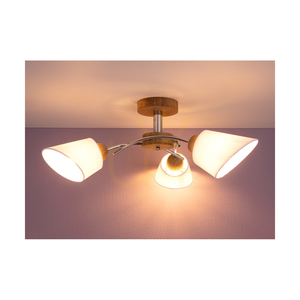 Mette Wood taklampa, 3xE27, Max. 40 W, oljad ek/krommetall/vit lampskärm, Ø 70 cm small 3