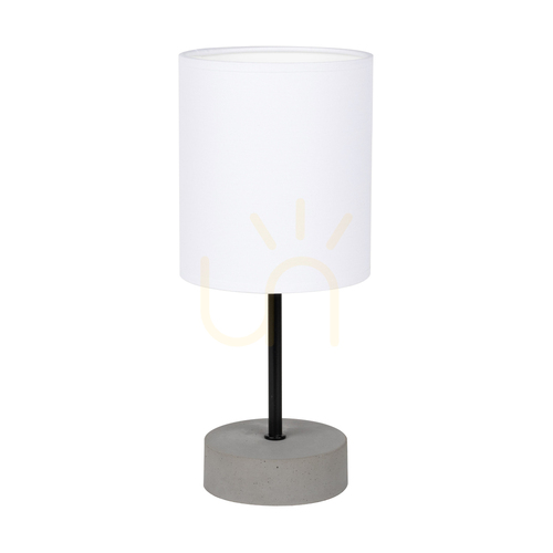 Kontrollera Mila bordslampa, 1xE27, Max. 25 W, grå betong/svart metall/svart PVC-kabel/vit lampskärm, Ø 13 cm