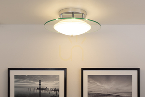Taklampa Minnesota, 1xLED, 3000 K, 22 W, krommetall/vitt transparent glas, Ø45 cm small 4