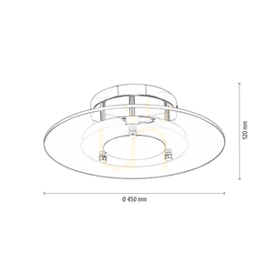 Taklampa Minnesota, 1xLED, 3000 K, 22 W, krommetall/vitt transparent glas, Ø45 cm small 3