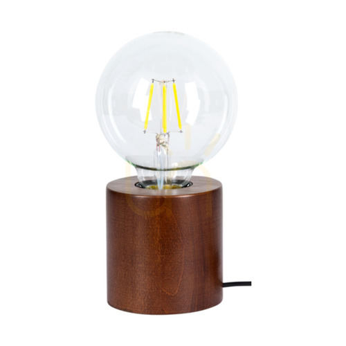 Kontrollera Minnie bordslampa, 1xE27, Max. 25 W, bok- och valnötsträ / svart PVC-kabel, Ø 8 cm