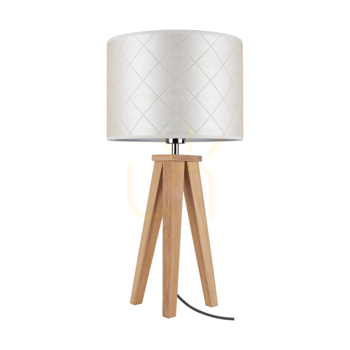 Kontrollera Mirabella bordslampa, 1xE27, Max. 60 W, oljad ek/antracit, flätad sladd, pärlfärgad lampskärm, Ø 30 cm