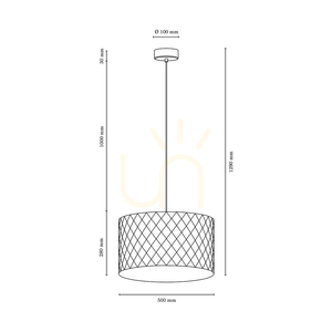 Mirabella taklampa 1xE27 Max. 60 W, oljad ek/antracit, flätad sladd/brun lampskärm, Ø 50 cm small 2