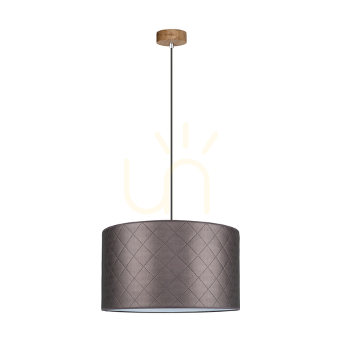 Kontrollera Mirabella taklampa 1xE27 Max. 60 W, oljad ek/antracit, flätad sladd/brun lampskärm, Ø 50 cm