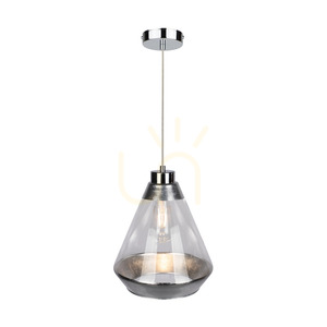 Mistral taklampa, 1xE27, Max. 60 W, kromfärgad metall / genomskinlig PVC-sladd / silver-genomskinlig glasskärm, Ø 25 cm small 1