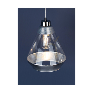 Mistral taklampa, 1xE27, Max. 60 W, kromfärgad metall / genomskinlig PVC-sladd / silver-genomskinlig glasskärm, Ø 25 cm small 2