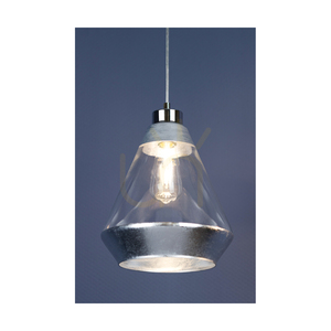 Mistral taklampa, 1xE27, Max. 60 W, kromfärgad metall / genomskinlig PVC-sladd / silver-genomskinlig glasskärm, Ø 25 cm small 3