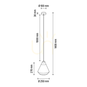 Mistral taklampa, 1xE27, Max. 60 W, kromfärgad metall / genomskinlig PVC-sladd / silver-genomskinlig glasskärm, Ø 25 cm small 4