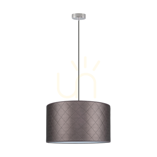 Kontrollera Mirabella taklampa, 1xE27, Max. 60 W, krommetall/antracitfärgad flätad sladd/brun lampskärm, Ø 50 cm