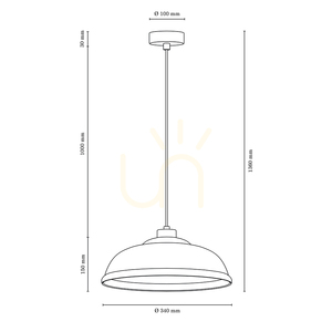 Molde taklampa, 1xE27, Max. 60 W, krommetall / genomskinlig PVC-sladd / vit glasskärm, Ø 34 cm small 2