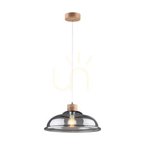 Molde taklampa, 1xE27, Max. 60 W, oljad ek / genomskinlig PVC-sladd / lampskärm i rökfärgat glas, Ø 34 cm small 1