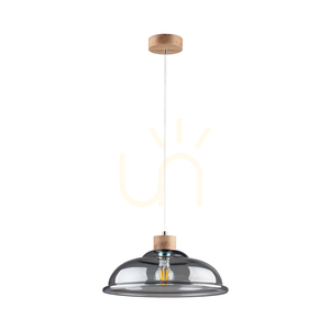 Molde taklampa, 1xE27, Max. 60 W, oljad ek / genomskinlig PVC-sladd / lampskärm i rökfärgat glas, Ø 34 cm small 0