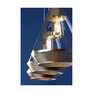 Mistral taklampa, 3xE27, Max. 60 W, svart metall/genomskinlig PVC-sladd/guld-genomskinlig glasskärm, 117 cm small 2
