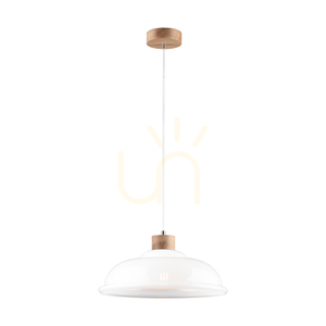 Molde taklampa, 1xE27, Max. 60 W, oljad ek / genomskinlig PVC-sladd / vit glasskärm, Ø 34 cm small 1