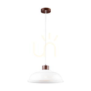 Molde taklampa, 1xE27, Max. 60 W, bok- och valnötsträ / genomskinlig PVC-sladd / vit glasskärm, Ø 34 cm small 1